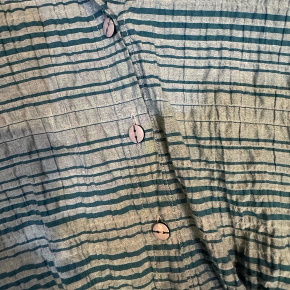 Habitat Blue Striped Textured Button Down Shirt - Picture 4 of 5